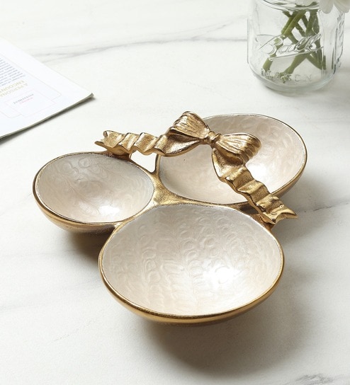Gold Aluminium Avelion Ivory Pearl Platter-image-26