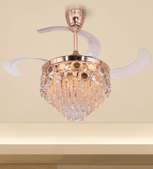 Aven Smart Fan French Gold Metal + Crystal , Google & Alexa Remote & App Control