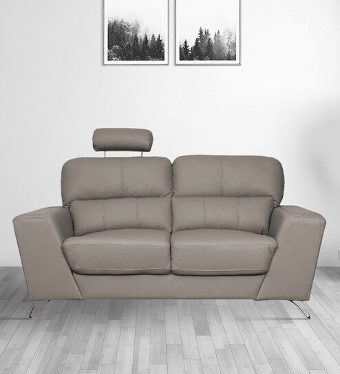 Averio Half Leather 2 Seater Sofa In Buff Colour
