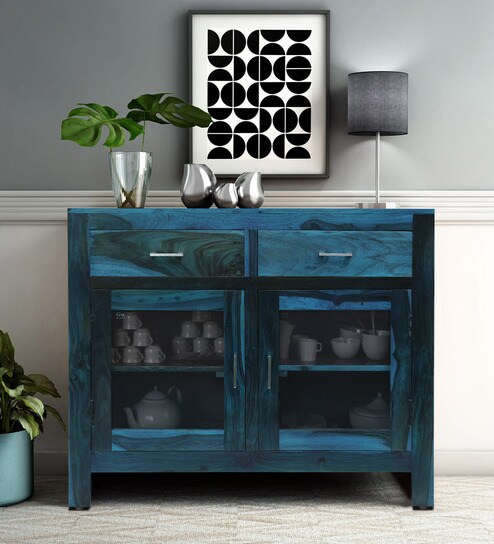 Buy Avian Solid Wood Cabinet In Ocean Blue Finish By Woodsworth