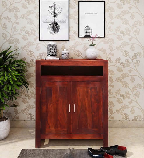 Buy Avian Solid Wood Shoe Cabinet In Honey Oak Finish By