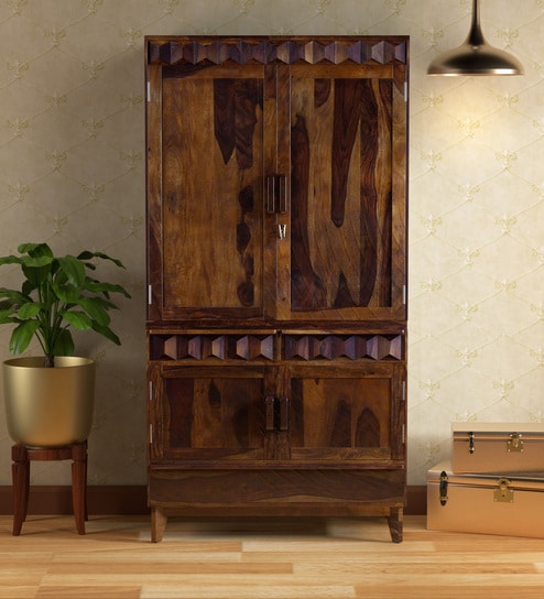 Buy Avilys Solid Wood 2 Door Wardrobe In Provincial Teak Finish By