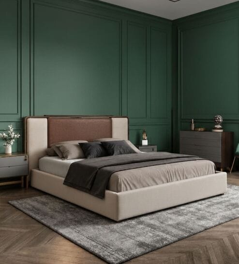 Avo Upholstered Queen Size Bed In Honey Gold Finish In Honey Gold Finish With Hydraulic Storage
