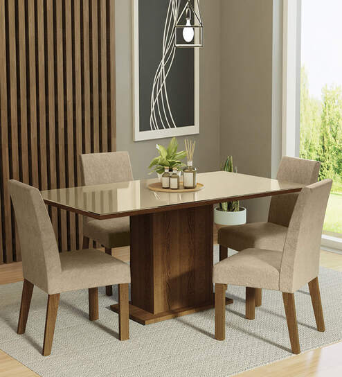 Avril 4 Seater Dining Set in Wood Finish