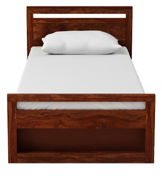 Buy Avian Solid Wood Single Bed with Storage in Provincial Teak Finish