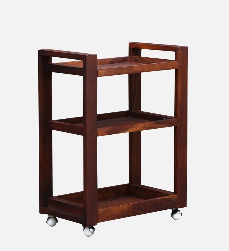 Buy Avian Sheesham Wood Bar Trolley in Honey Oak Finish Online Bar