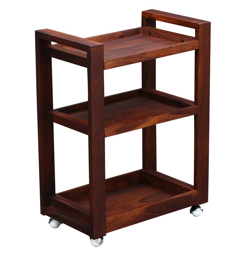 Buy Avian Solid Wood Bar Trolley In Honey Oak Finish By Woodsworth