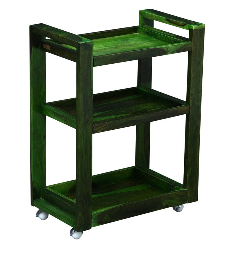 Buy Avian Solid Wood Bar Trolley In Spring Green Finish By Woodsworth