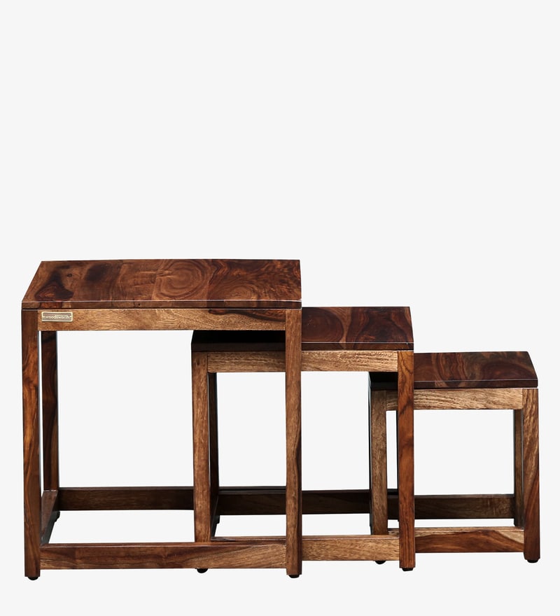 Buy Avian Sheesham Wood Nest Of Tables In Rustic Teak Finish Online