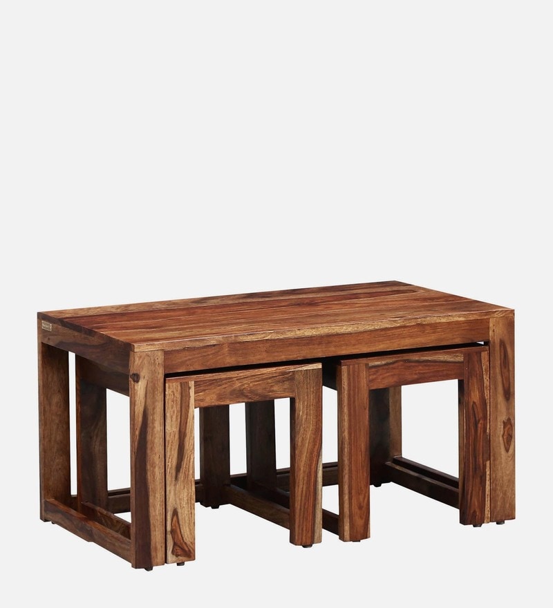 Buy Avian Sheesham Wood Nesting Coffee Table Set in Rustic Teak Finish