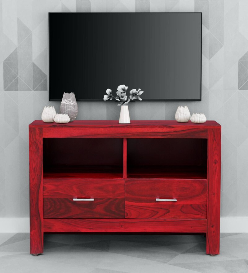 Buy Avian Solid Wood TV Console for TVs up to 32\ In Spicy Red Finish By Woodsworth Online