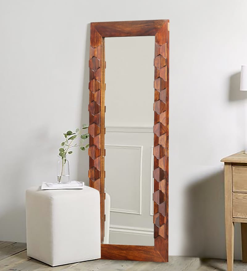 Buy Solid Wood Full Length Mirror in Brown colour Woodsworth By Pepperfry Online Full Length