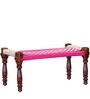 Avapana Solid Wood Bench with Jute Weaving in Pink Colour