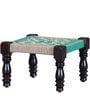 Avapana Sheesham Wood Foot Stool With Jute Weaving In Green Colour