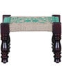 Avapana Sheesham Wood Foot Stool With Jute Weaving In Green Colour