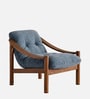Aveeron Wood Lounge Chair In Slate Blue Colour