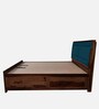 Aveon Sheesham Wood King Size Bed In Crowberry Blue And Walnut Finish