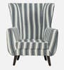 Avery Fabric Wing Chair in White and Green Stripes Colour