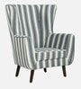 Avery Fabric Wing Chair in White and Green Stripes Colour
