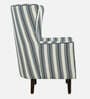 Avery Fabric Wing Chair in White and Green Stripes Colour