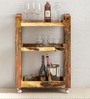 Avian Sheesham Wood Bar Trolley In Scratch Resistant Rustic Teak Finish
