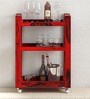 Avian Sheesham Wood Bar Trolley In Spicy Red Finish