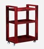 Avian Sheesham Wood Bar Trolley In Spicy Red Finish