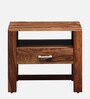 Avian Sheesham Wood Bedside Table In Scratch Resistant Rustic Teak Finish With Drawer