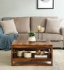 Avian Sheesham Wood Coffee Table In Scratch Resistant Rustic Teak Finish With Shelf