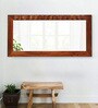 Solid Wood Rectangle Wall Mirror in Brown colour