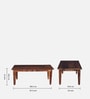 Avilys Sheesham Wood Nesting Coffee Table Set in Provincial Teak Finish With 2 Stools