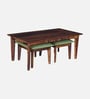 Avilys Sheesham Wood Nesting Coffee Table Set in Provincial Teak Finish With 2 Stools