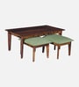 Avilys Sheesham Wood Nesting Coffee Table Set in Provincial Teak Finish With 2 Stools
