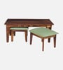 Avilys Sheesham Wood Nesting Coffee Table Set in Provincial Teak Finish With 2 Stools