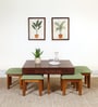 Avilys Sheesham Wood Nesting Coffee Table Set in Provincial Teak Finish With 4 Stools