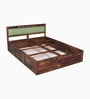 Avilys Sheesham Wood Queen Size Bed In Provincial Teak Finish With Box Storage