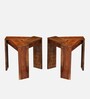 Avina Side Tables In Natural Teak Finish