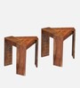 Avina Side Tables In Natural Teak Finish
