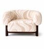 Avis Beige Wave Pattern Teak Wood Chair With Suede Fabric Avis Beige Wave Pattern Teak Wood Chair With Suede Fabric