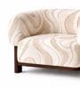 Avis Beige Wave Pattern Teak Wood Chair With Suede Fabric Avis Beige Wave Pattern Teak Wood Chair With Suede Fabric