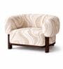 Avis Beige Wave Pattern Teak Wood Chair With Suede Fabric Avis Beige Wave Pattern Teak Wood Chair With Suede Fabric