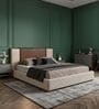 Avo Upholstered Queen Size Bed In Honey Gold Finish In Honey Gold Finish With Hydraulic Storage