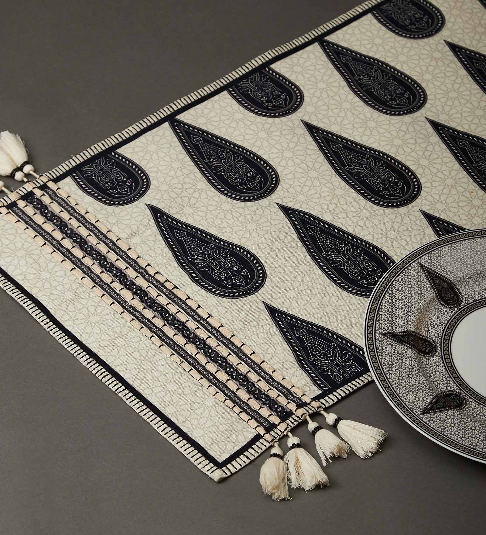 Awadh White Printed Cotton 60x15 Inches Table Runner