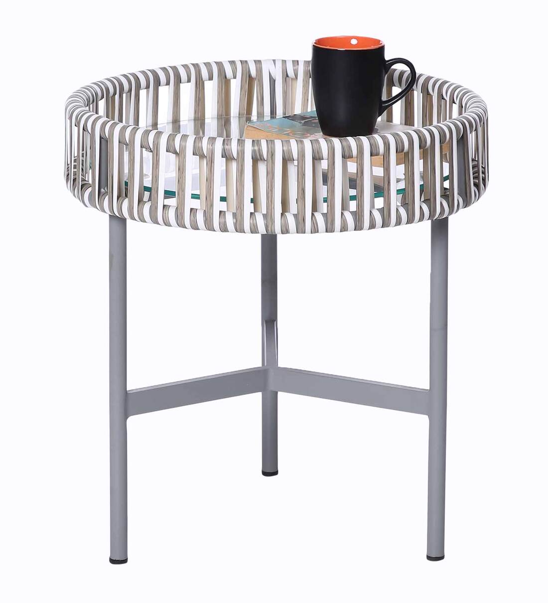 Buy Axle Metal Outdoor Coffee Table in White Grey Finish by Advent International Online Tables