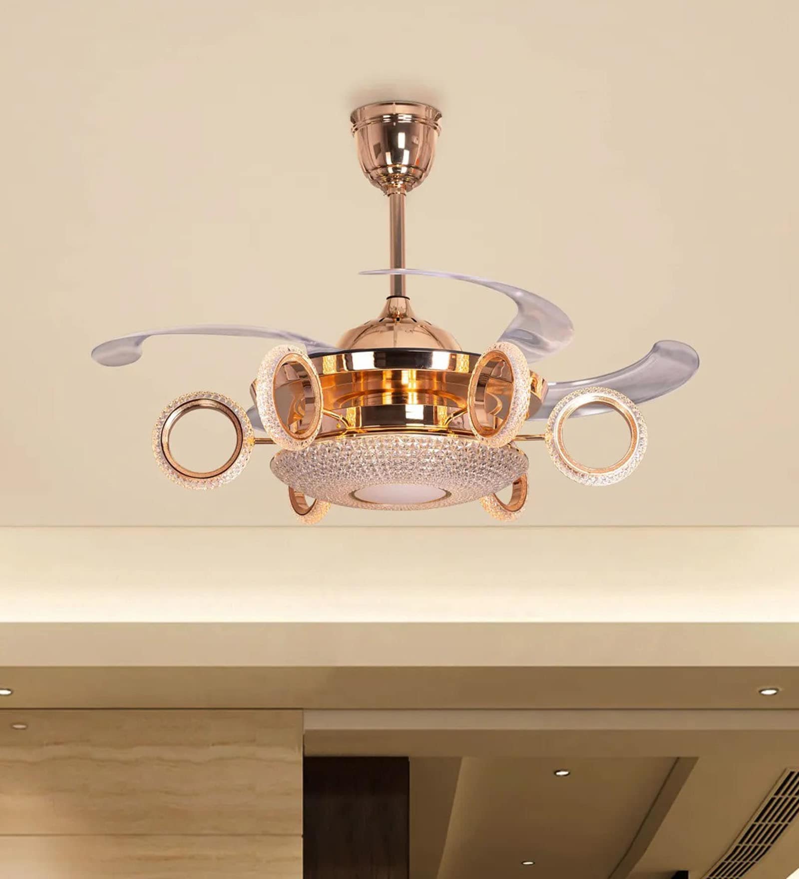 Axia Smart Fan French Gold Metal + Acrylic , Google & Alexa Remote & App Control Axia Smart Fan French Gold Metal + Acrylic , Google & Alexa Remote & App Control