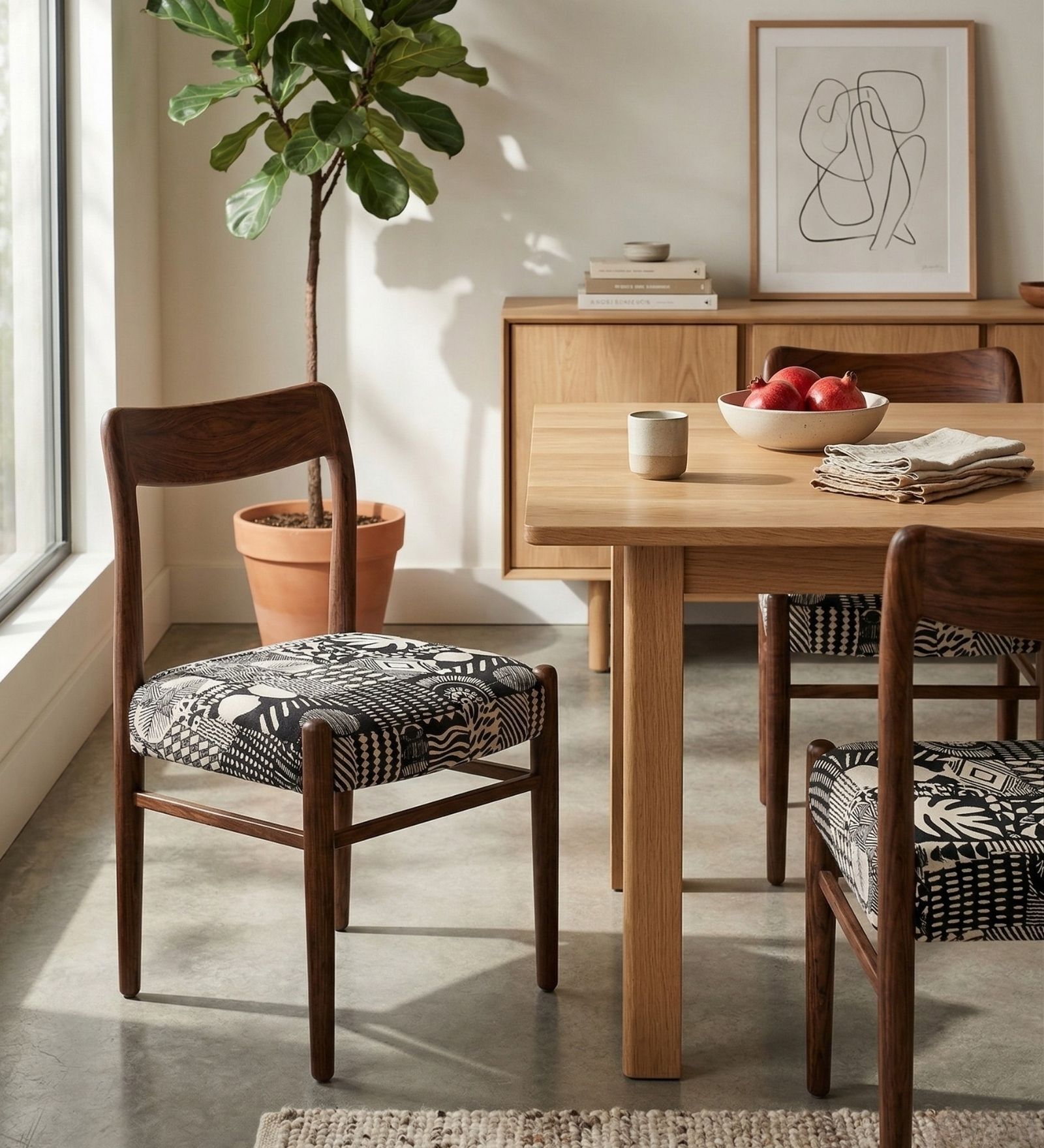Ay'S Retro Dining Chair In Black And White Colour