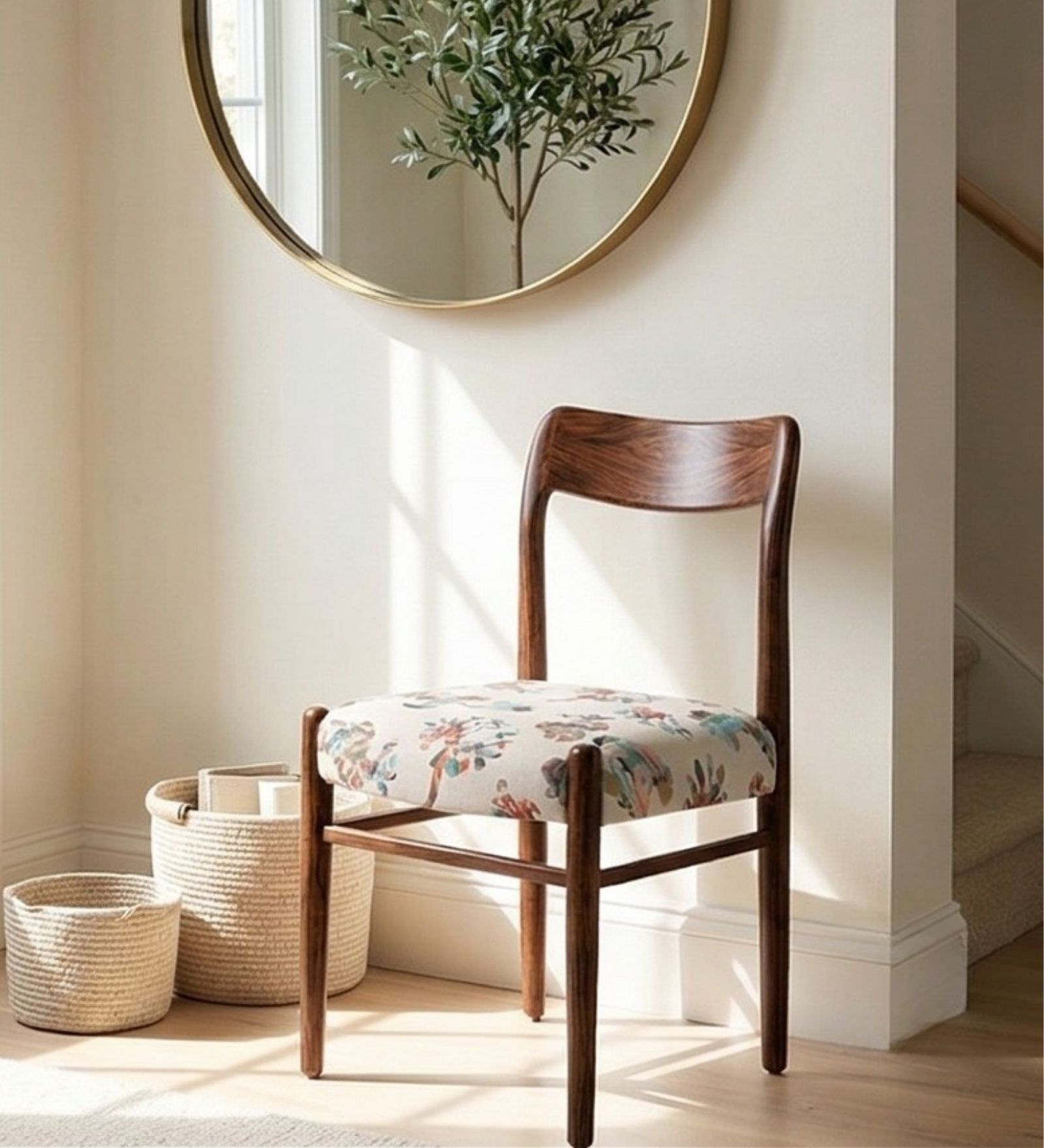 Ay'S Retro Dining Chair In Printed white Colour