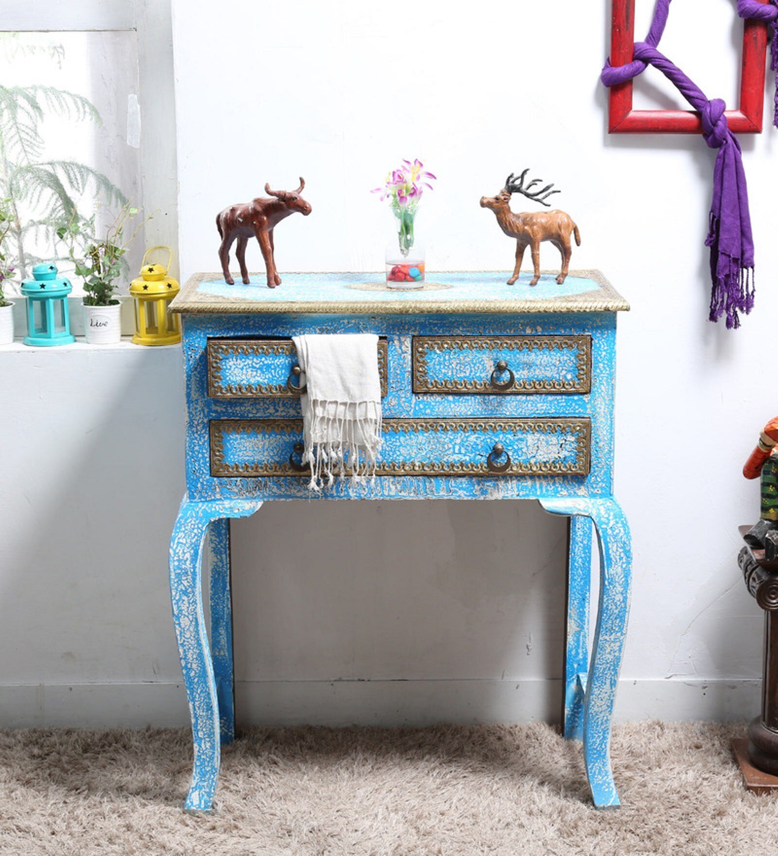 Buy Ayumi Console Table in Distress Finish on Rent Online Console