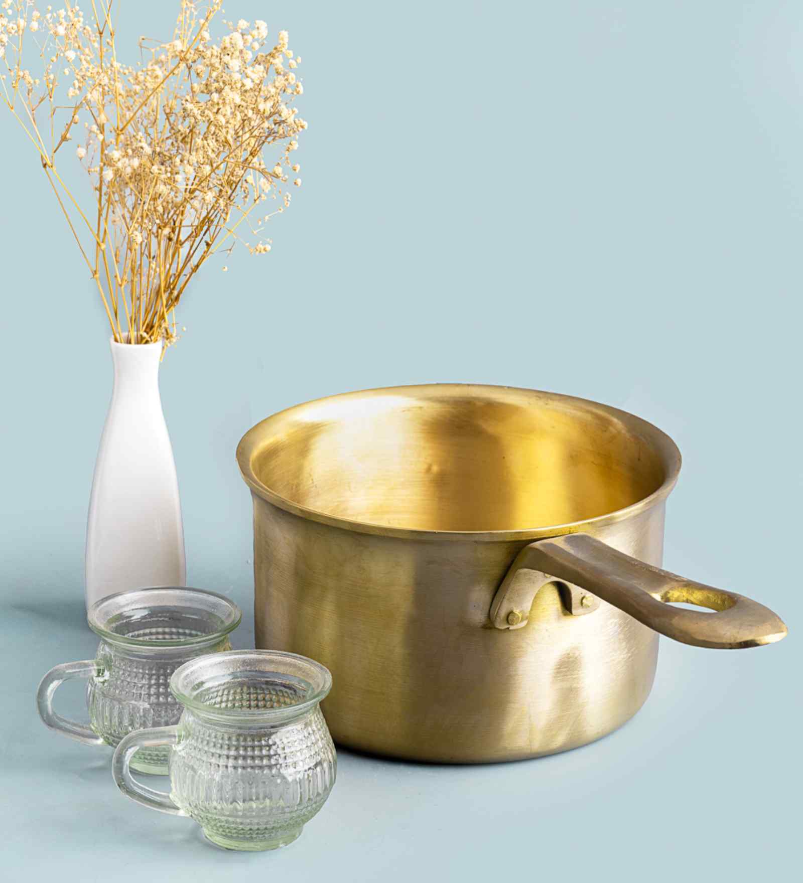 Bronze Polished 2 Liter Saucepan with Long Handle7.6CM