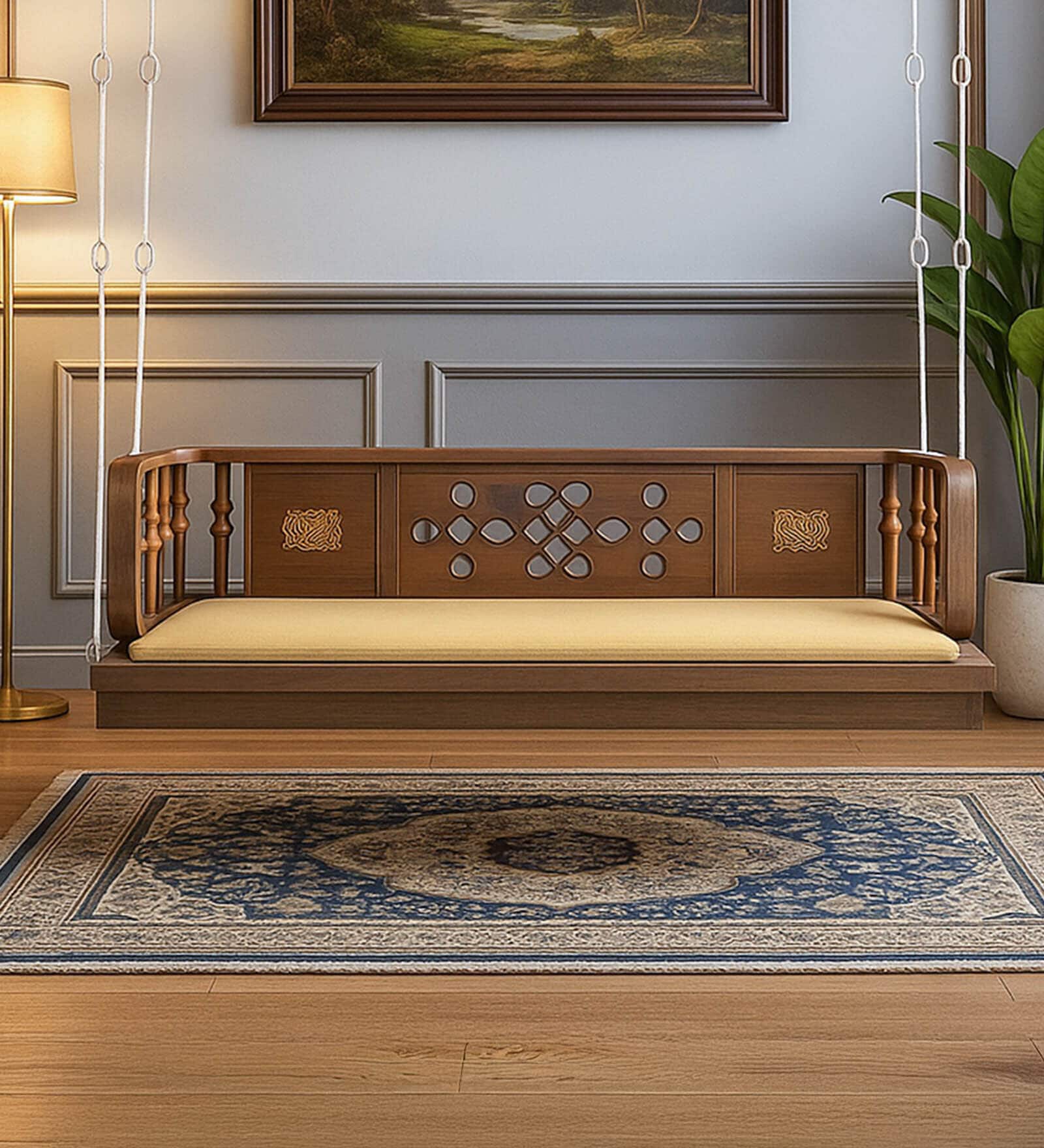 Ayushman Modern Solid Wood Swing In Walnut Finish